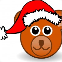 Funny teddy bear face brown with Santa Claus hat