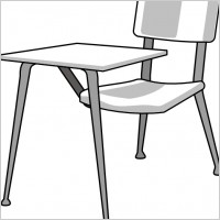 Green Chairs on Classroom Desk Clipart