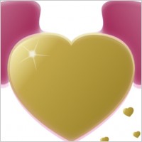 Gold Heart With Pink Wings clip art