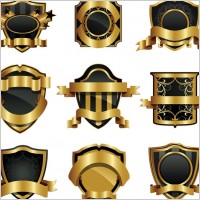gold shield badge vector