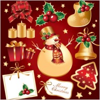 golden christmas element vector