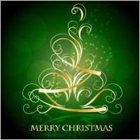 golden christmas tree pattern vector