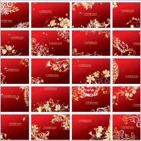 Golden Floral Business Cards Vector Set