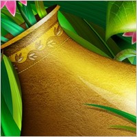 golden vase with flowers layered psd