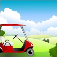 golf course under the blue sky vector