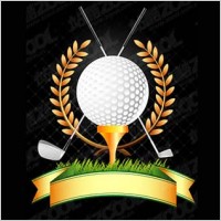 Golf, golf clubs, wheat vector