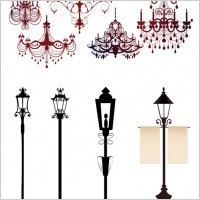 gorgeous chandelier lights silhouette vector
