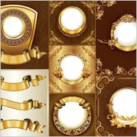 gorgeous gold ribbon lace pattern vector