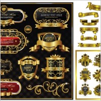 gorgeous gold ribbon pattern vector label