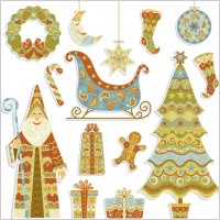 green cartoon christmas element vector