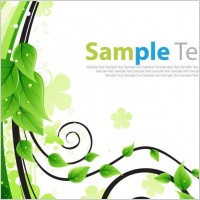 Green Floral Greeting Card Vector Illustration
