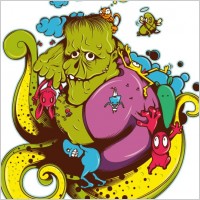 green monster graffiti vector