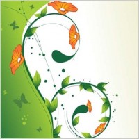 Green Swirl Floral Vector illustration 2