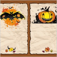 halloween pumpkin bat background vector