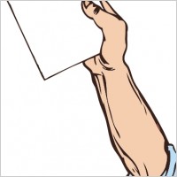 Hand Holding Paper clip art