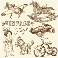 handpainted classic childhood toy 01 vector