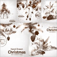handpainted style christmas decorations vector