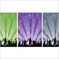 Happy People Dancing Vector Silhouettes