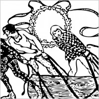 Hauling The Yule Log clip art