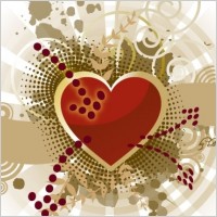 Heart, splatter and banners free vecto