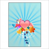 Hearts with Blue Rays