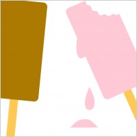 Ice cream cool and refreshing, chocolate and strawberry taste with bite