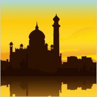 indianstyle building silhouette vector