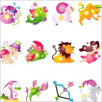 infant version of the twelve constellations lovely vector