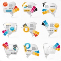 innovative threedimensional origami icons 01 vector