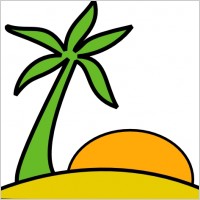 Island, Palm, And The Sun clip art