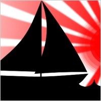 Joe M Sailboat Under Red Sun clip art