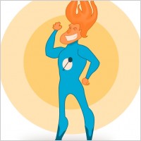 Kablam Super Hero Flame clip art