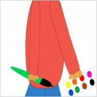Kid Holding Paint Brush clip art