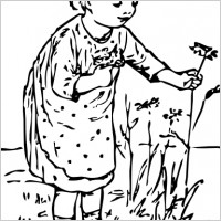 Kid Picking Flowers clip art