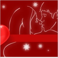 Kissing Couple With Heart clip art