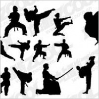 Kung Fu Action Silhouette Vector