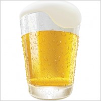 Lifelike Beer Glasses and Beer Bubbles Vector Graphic
