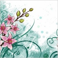 Lily flowers with Grunge Floral Background