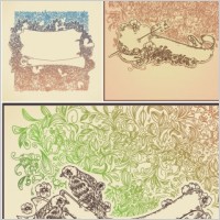 line drawing style flower pattern vector bird