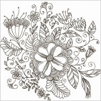 Line Drawing Swirl Flower Pattern Vector Graphic