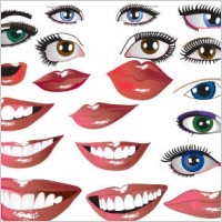 Lips and eyes vector