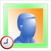 Longhorn man user Icon with green border and clock