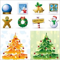 lovely christmas element icons vector