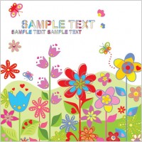 lovely colorful flowers vector