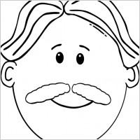 Man Face World Label Outline clip art