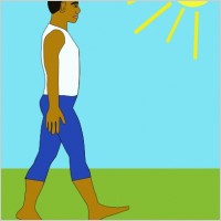 Man Walking Sunny Day clip art