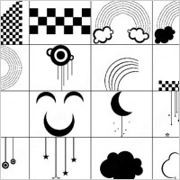 moon, square, circle, clouds and stars brush