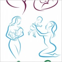mother and baby line silhouette vector
