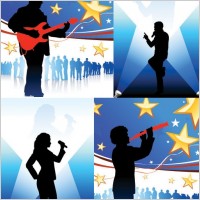 music figures silhouette vector