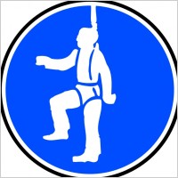 Obligatory Protection Against Fall Blue Sign Sticker clip art